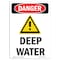 Signmission Safety Sign, OSHA Danger, 5" Height, Deep Water, Portrait OS-DS-D-35-V-1116 - alternate 1